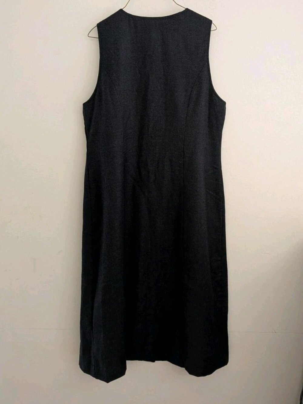 Talbots Vintage Wool Jumper Dress 12P Grey Soutache Embroidery Button Front Midi - Picture 5 of 5